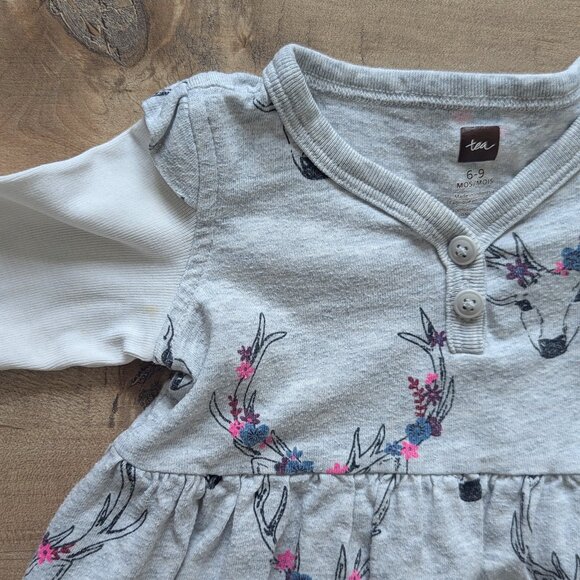 Tea Collection Reindeer Long Sleeved Dress - Size 6-9M - Picture 4 of 7